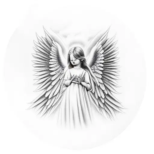 Angel On Clouds Praying
