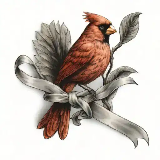 Cardinal Holding A Breast Cancer Ribbon Tied