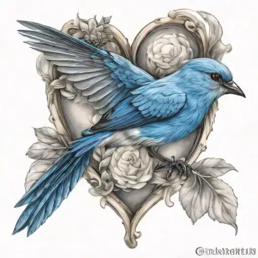 Blue Bird Inside A Heart