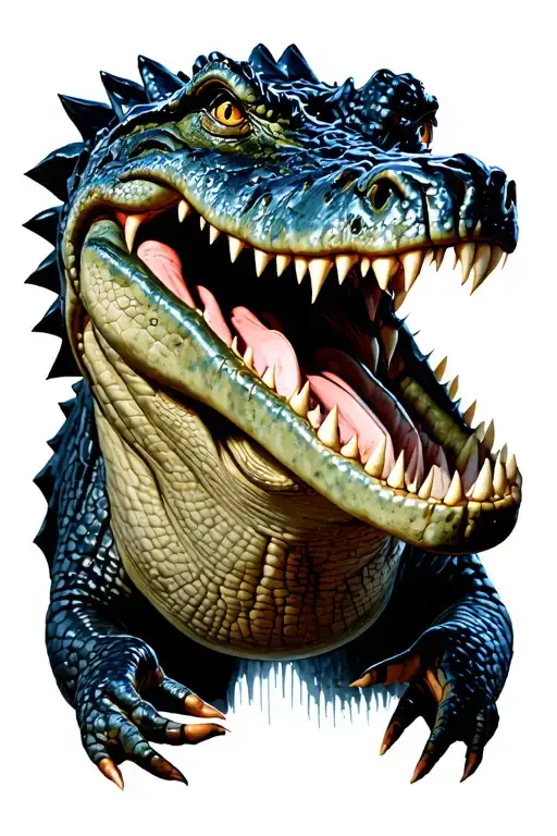 Realism Crocodile Mouth Open Sharp Teeth Angry Looking