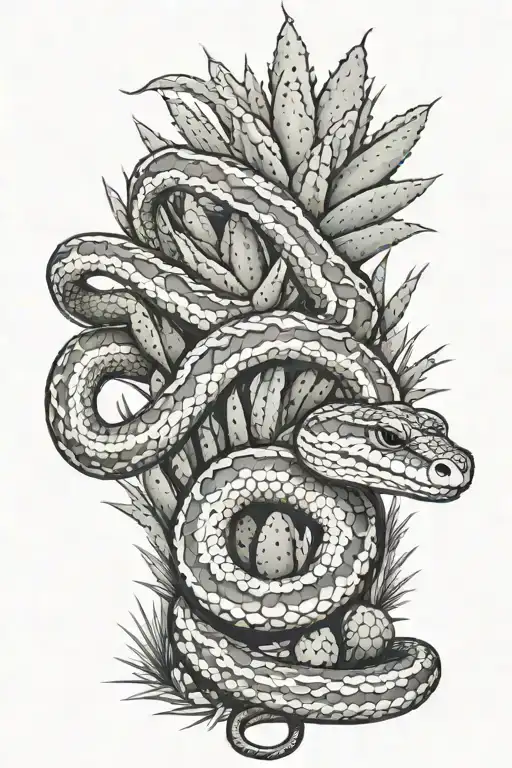 Desert Snake And Catus