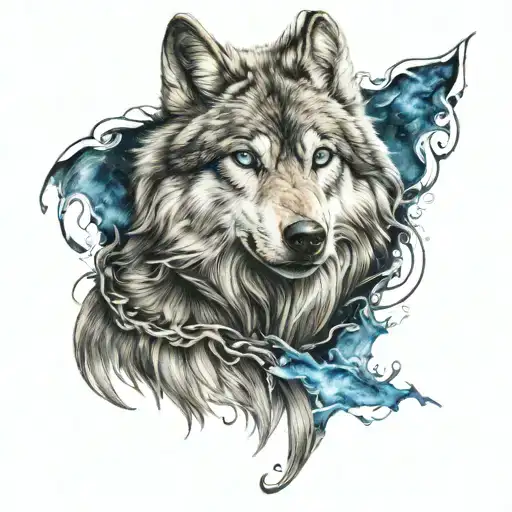 Wolf With Blue Eyes Like Fire