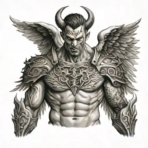Devilish Angel Warrior Half Of Chest Piece