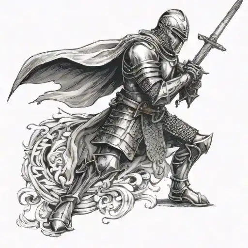 A Kneeling Knight With A Sword In His Heart