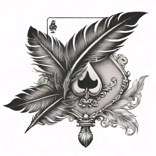 Ace Card With Feather In Middle