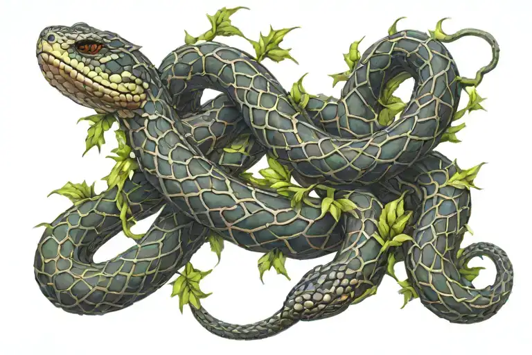 Snake Transformed Into Thorny Vines