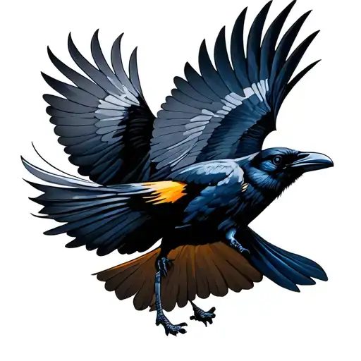 Crow Flying Into Sunshine