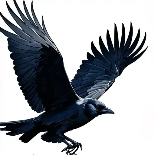 Crow Flying Into Sunshine Comes