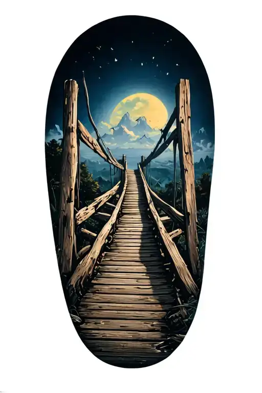 Old Broken Wooden Bridge