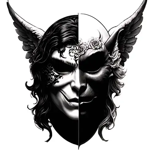 Half Angel Half Demon Mask