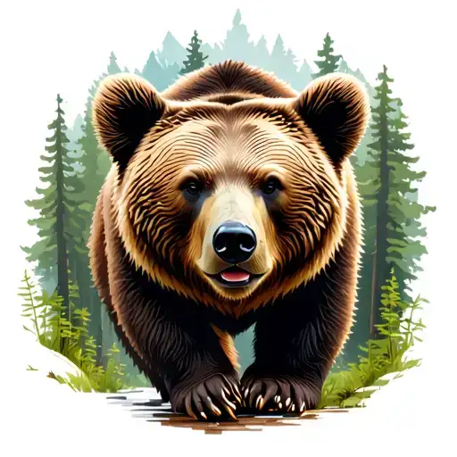 Bear Walking Through A Forest