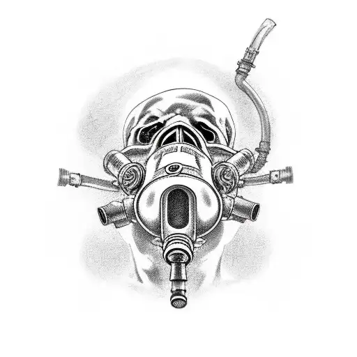 Skull Wearing A Gas Mask