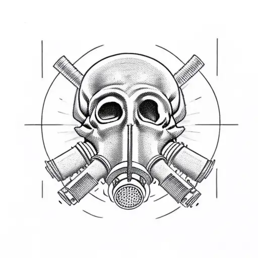 Evil Skull Wearing A Gas Mask