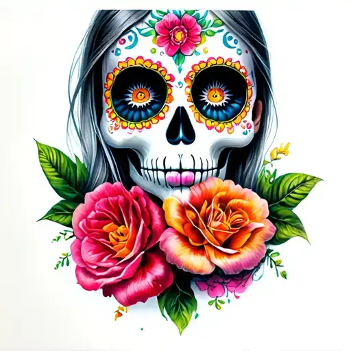 Sugar Skull Girl Realism And Colourful