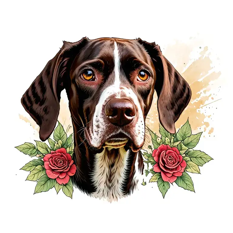 German Shorthair Pointer Hacking Themed Tattoo Featuring