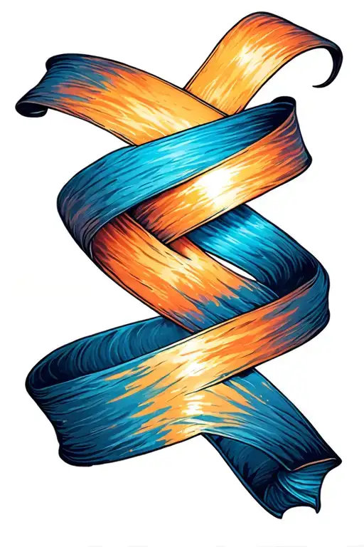 Ribbon Over A Sunset Background