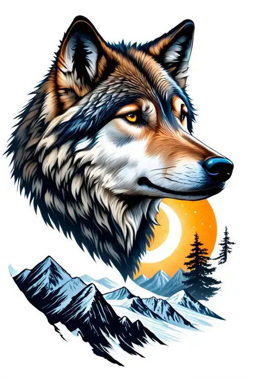 Sun And Moon Wolf Mountain Range