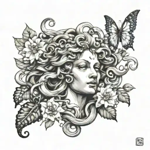Medusa And Flowers