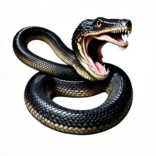 Coiled Cobra Snake With Its Mouth Open