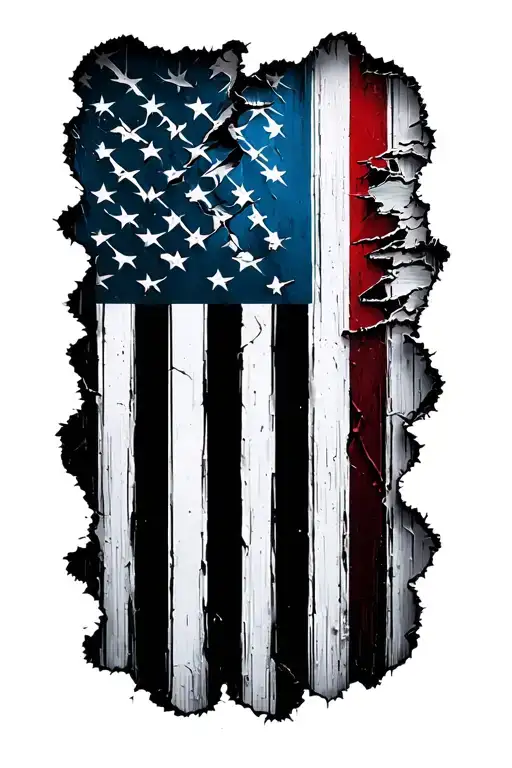 Black Ripped American Flag