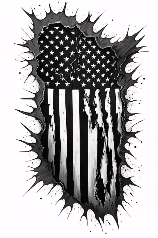 Black Ripped American Flag Embedded Inside