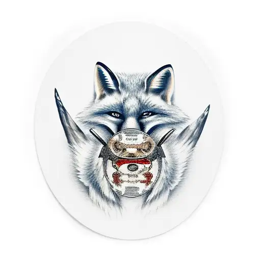 Geisha With Fox Mask Holding Up Katana