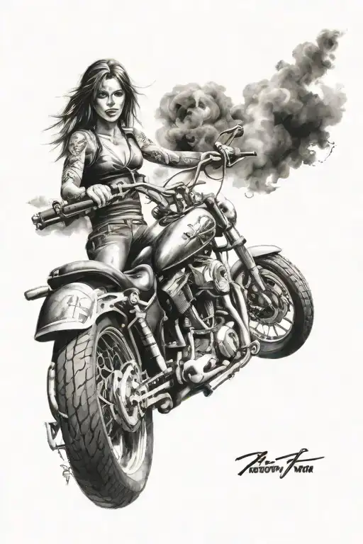 Gun Woman Motocycle
