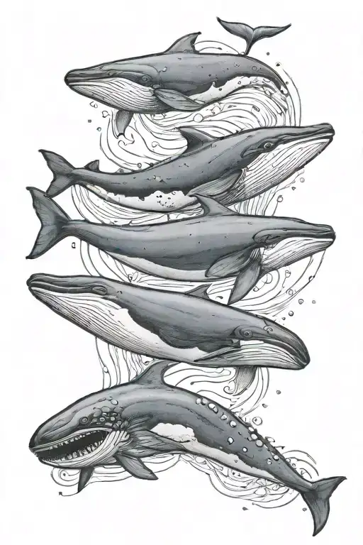 Whale And Fish Sea Creatures Swimming