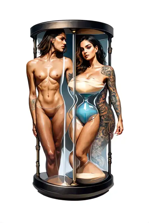 Hourglass With Women And Men Standing Next To Each