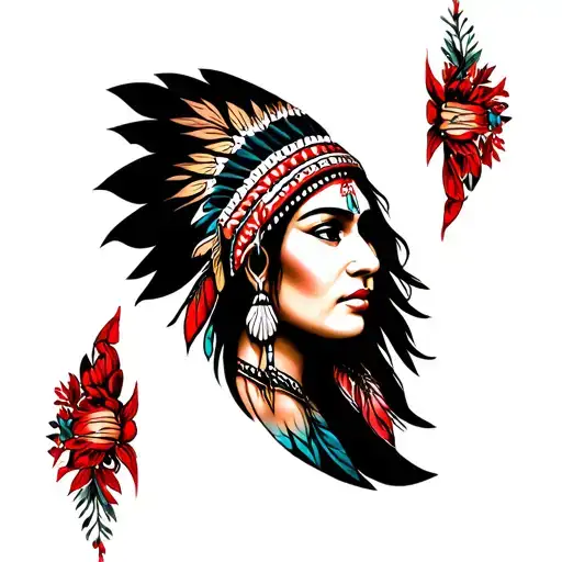 Red Indian Woman Face