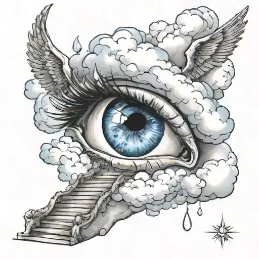 Crying Eye Candle Stairs To Heaven Clouds Angels