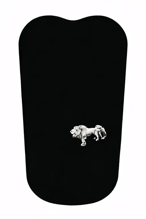 Independent Women With Lion Mask And 3 Lion Cubs