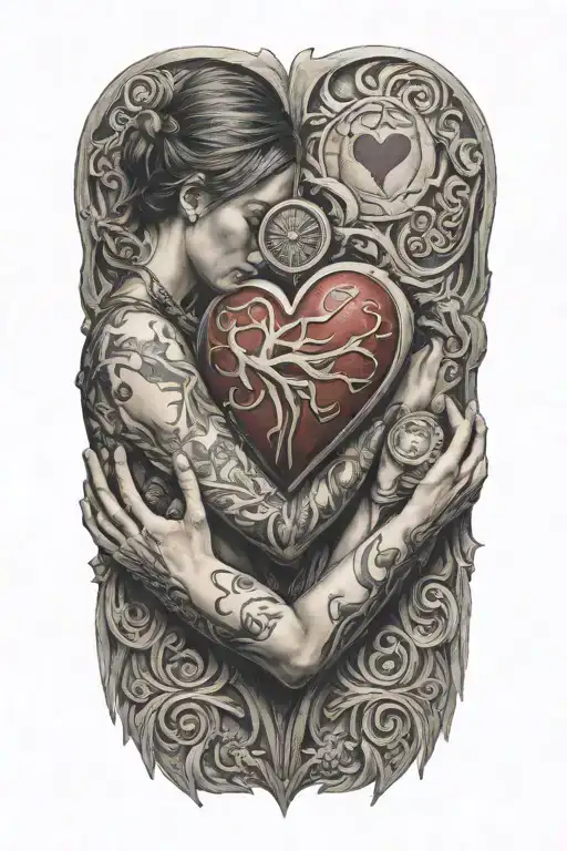 Daughter Holding Fathers Heart Symbol