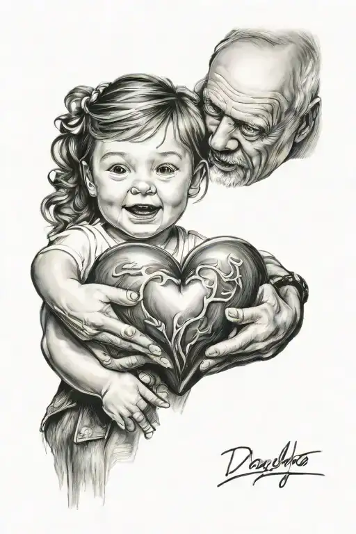 Daughter Holding Dads Heart