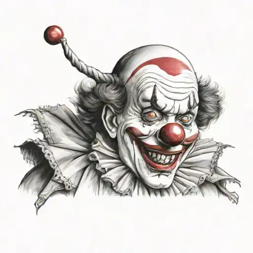 A Realistic Portrait Of A Clown With A Red Nose Smiling