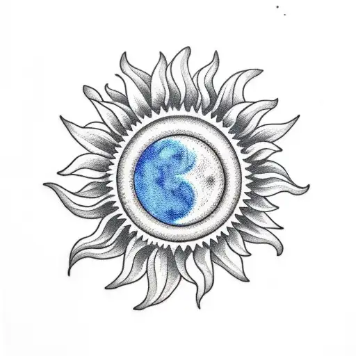 Sun And Moon In A Sunflower