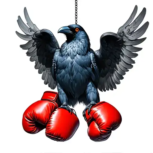 Holy Crow With Boxing Gloves Hanging