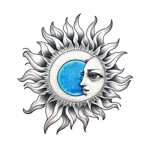 Sun And Moon In A Sunflower