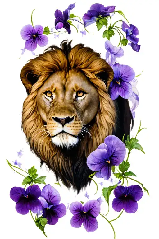 Violets With A Lion