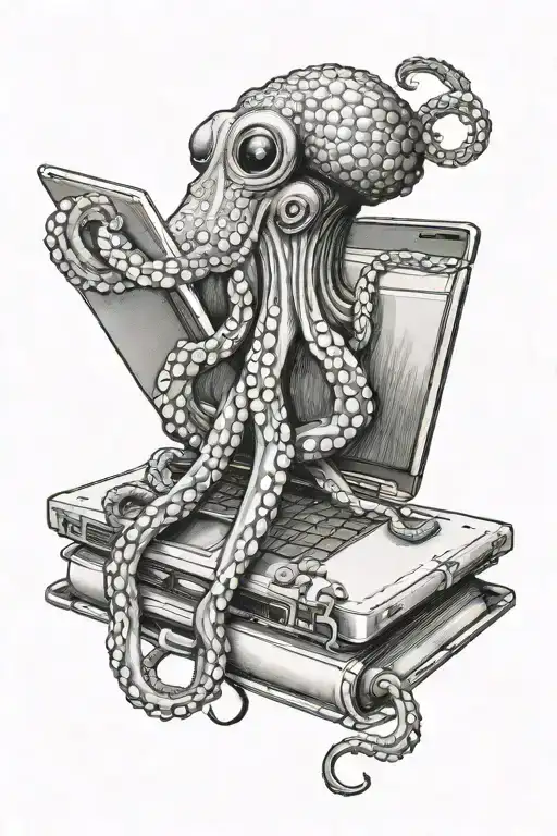 Octopus Holding A Laptop