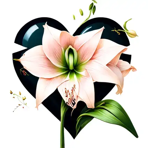 Broken Heart With An Amaryllis Flower Blooming Out Of It