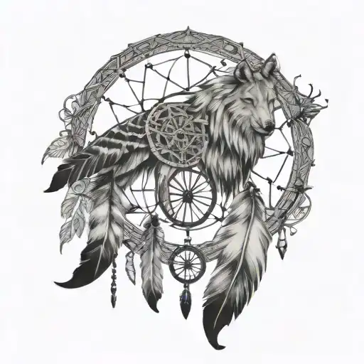 A Dreamcatcher With Intricate Patterns Inspired By Ancient Native American Art