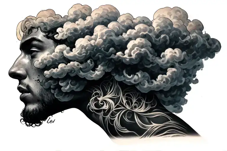 Californiaa Character With A Cloud Of Thoughts