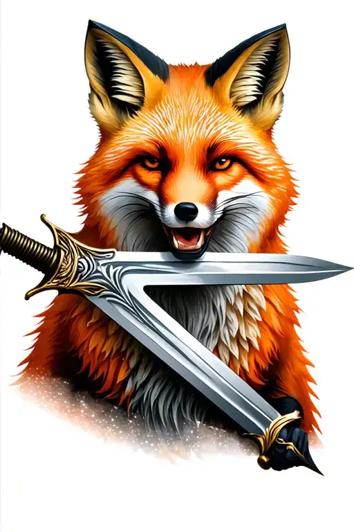 Fox Holding Sword In Mouth