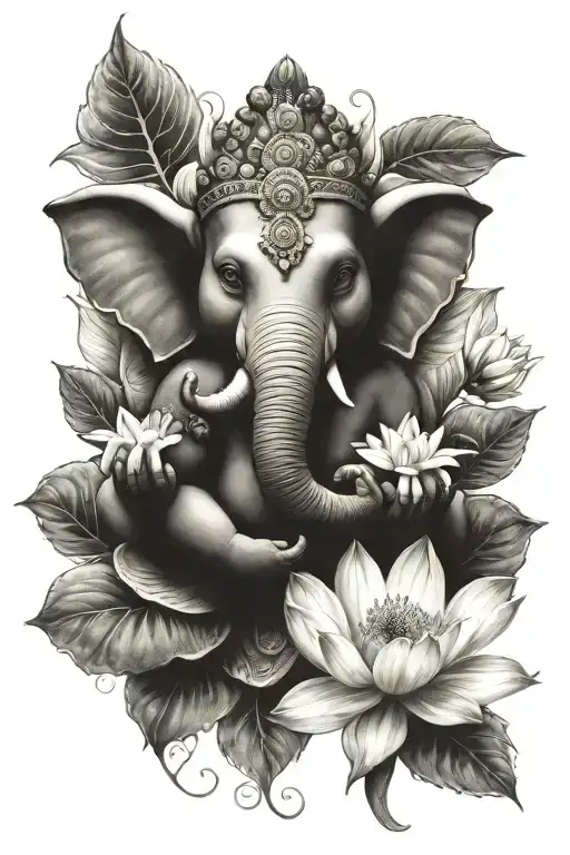 Ganesh On Lotus Flower