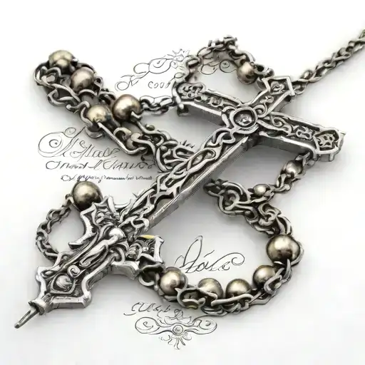 Rosary On Forearm With Religious Writing With