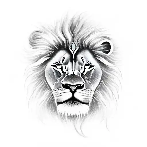 Stormy Sky With Lighting A Lion And Roses