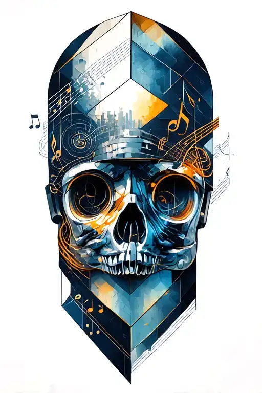 A Geometric Design Incorporating Elements Of Engineering And Music Notes