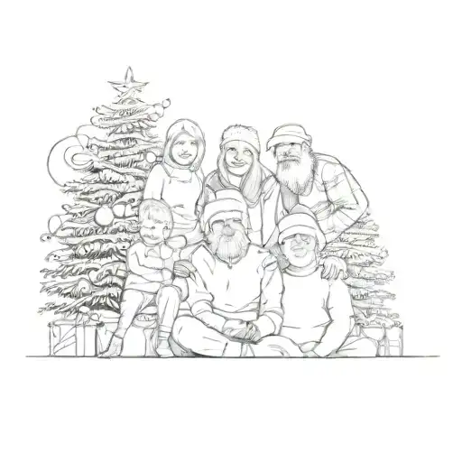 A Family Posing In Front Of A Christmas Tree
