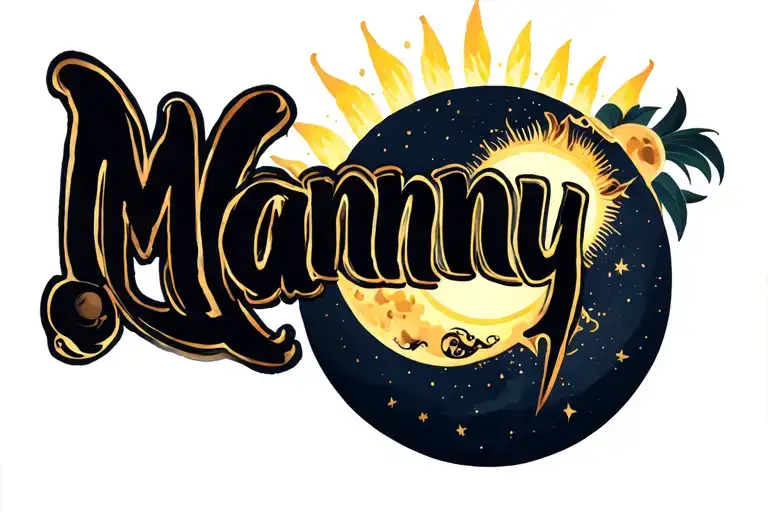 The Name Manny With The Sun And Moon Surrounded